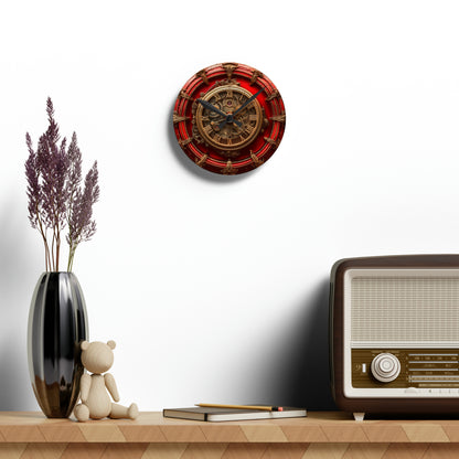 Red Steampunk Cyberpunk, Acrylic Wall Clock