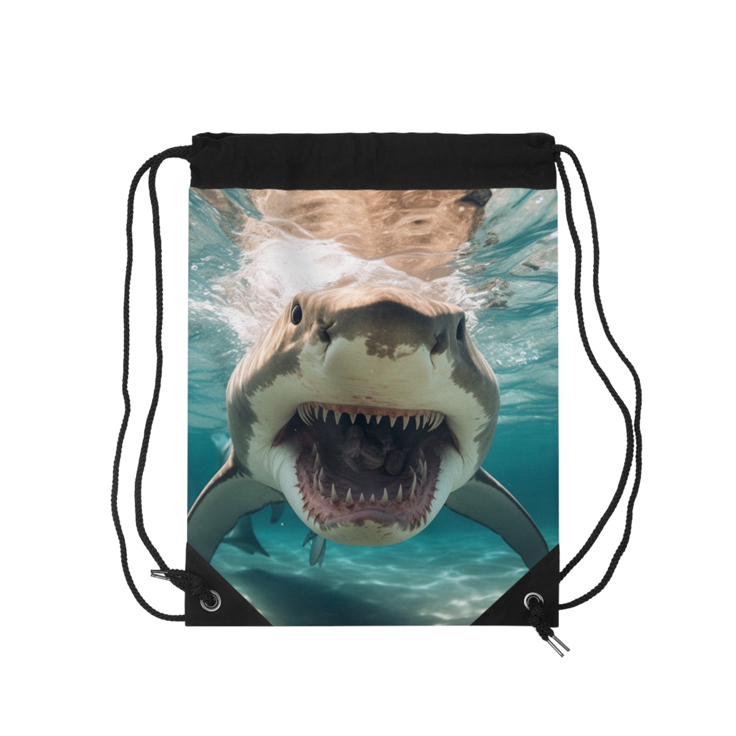 Bull Shark: River Monster Menace - Realistic Dark Water Predator - Drawstring Bag