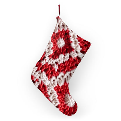 Warm Winter Red & White Crochet Knit: Cinematic Chic Texture Design - Christmas Stockings