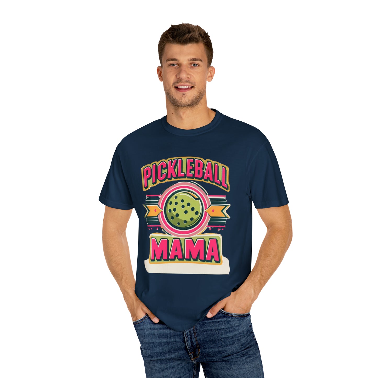 Pickleball Mama Retro Badge - Casual Graphic with Classic Emblem - Bold & Playful Design for Sporty Moms - Unisex Garment-Dyed T-shirt