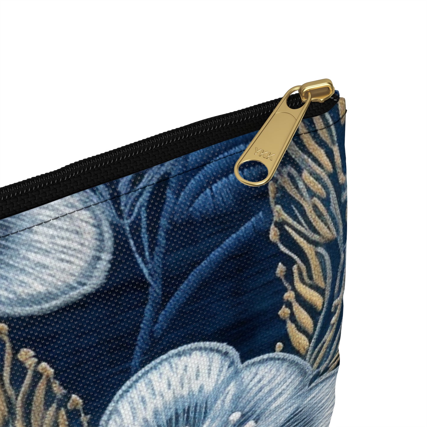 Flower Blossom Embroidery Floral on Denim Style - Accessory Pouch