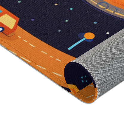 Space Odyssey: Kids Mars Play Roadway Galactic Space Area Rug in Various Sizes