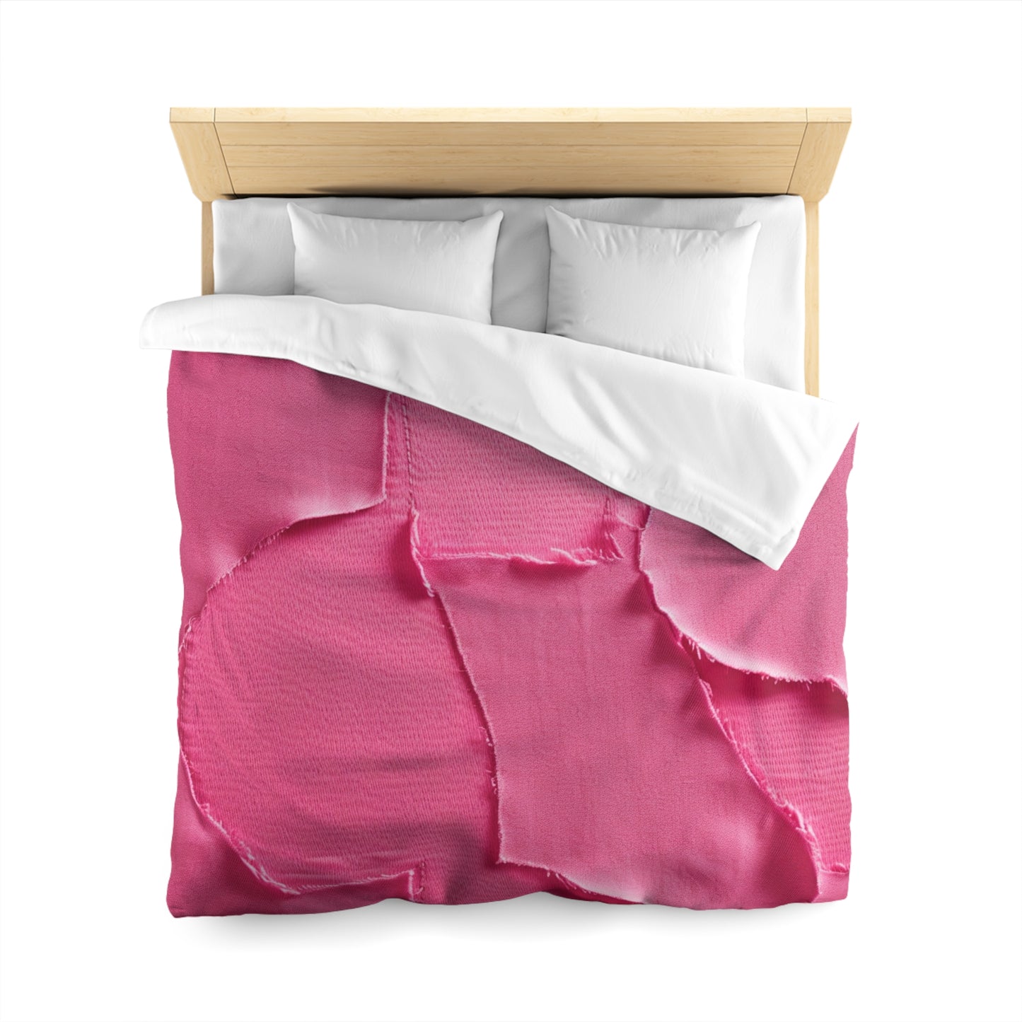 Distressed Neon Pink: Edgy, Ripped Denim-Inspired Doll Fabric - Microfiber Duvet Cover