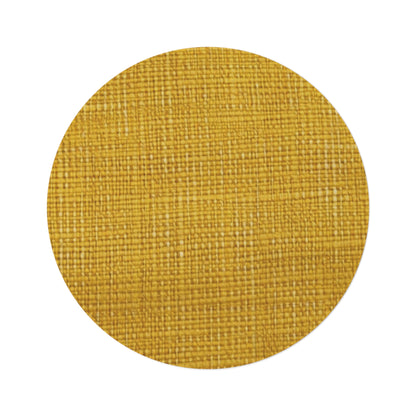 Radiant Sunny Yellow: Denim-Inspired Summer Fabric - Round Rug