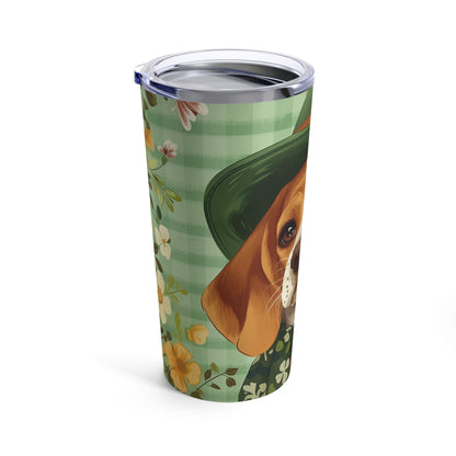 Día del Leprechaun, Perro Beagle Cachorro, Vaso 20oz 