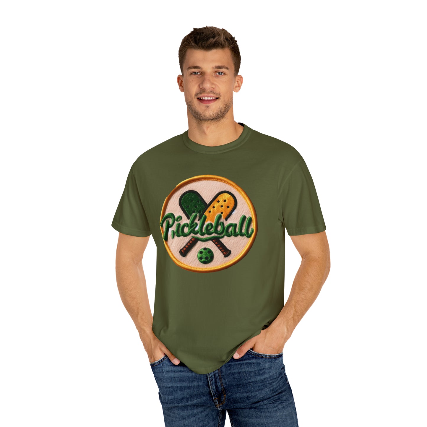 Pickleball Chenille Patch - Unisex Garment-Dyed T-shirt