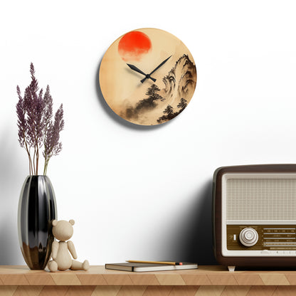 Japanese Mountain Sun Acrylic Wall Clock