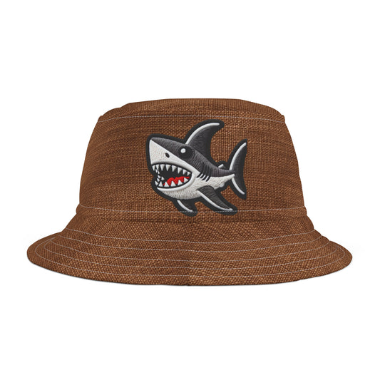 The Weekend Bucket Hat: Dark Brown Corduroy - Black & White Shark