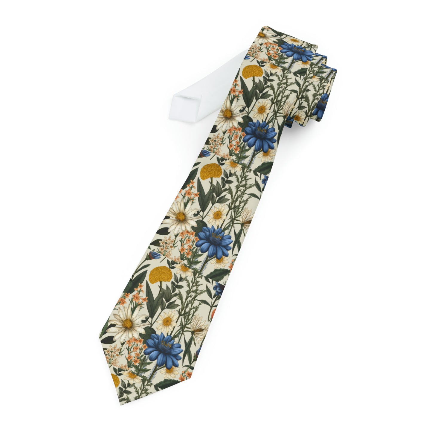 Men's Necktie - Wispy Wildflowers on Tan Cream