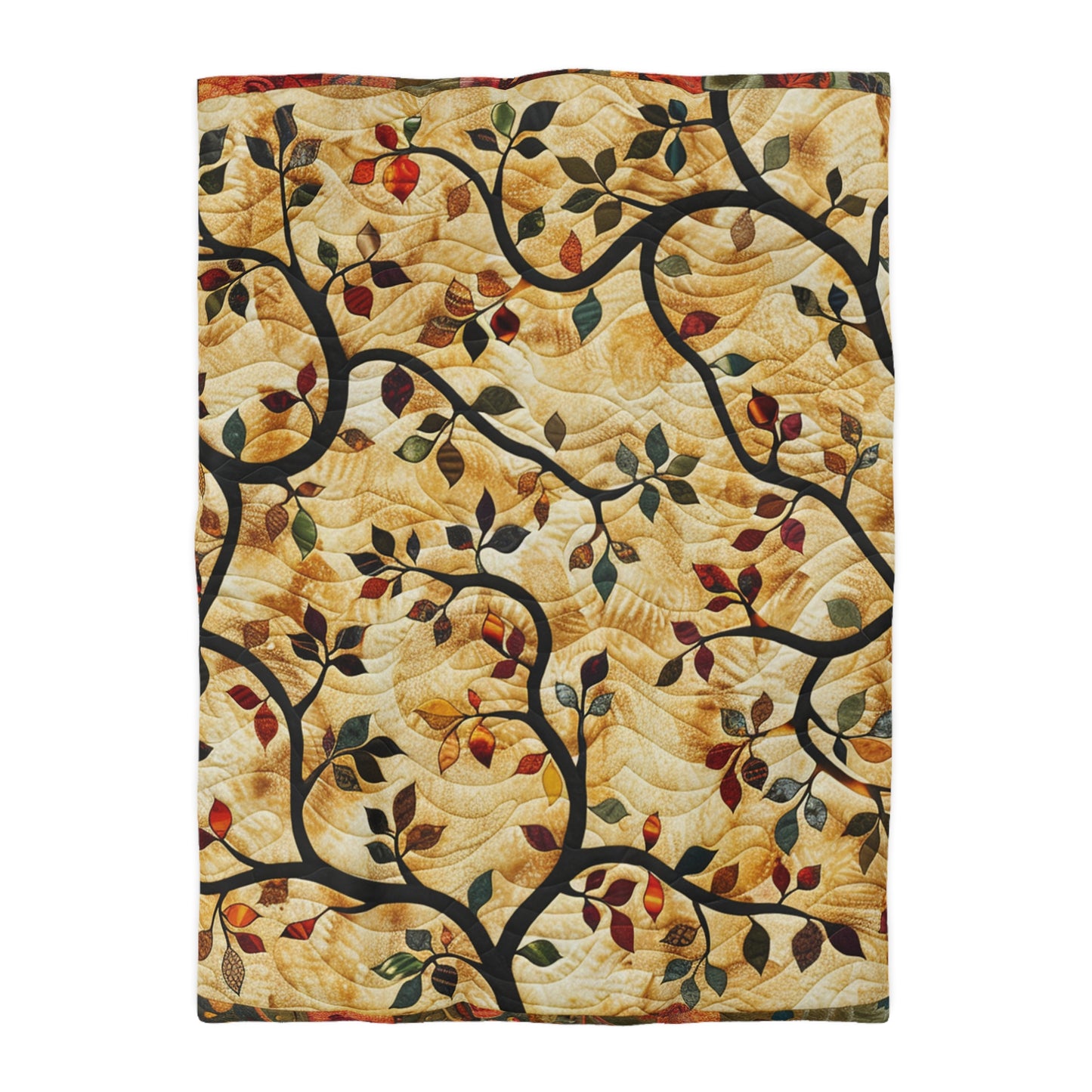 Boho Earthy Vines Graphic Quilt - Microfiber Duvet Cover