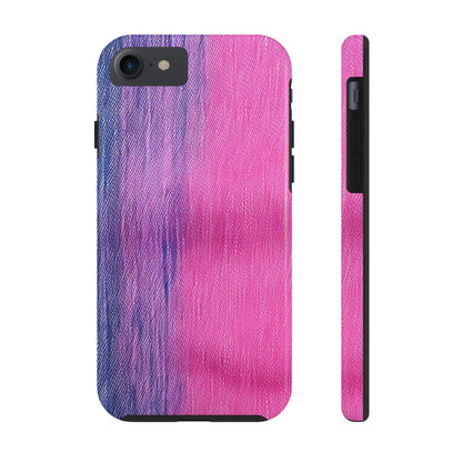 Dual Delight: Half-and-Half Pink & Blue Denim Daydream - Tough Phone Cases