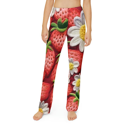 Strawberry Strawberries Embroidery Design - Fresh Pick Red Berry Sweet Fruit - Kids Pajama Pants (AOP)