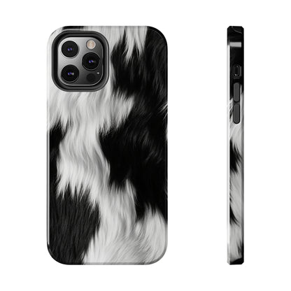 Cowhide on Hair Leather - Black and White - Designer Style - Tough Phone Cases