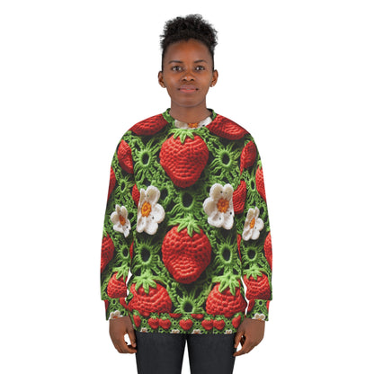 Ganchillo de campo de fresas - Forever Forest Greens - Cultivo de cosecha de bayas de frutas - Sudadera unisex (AOP) 