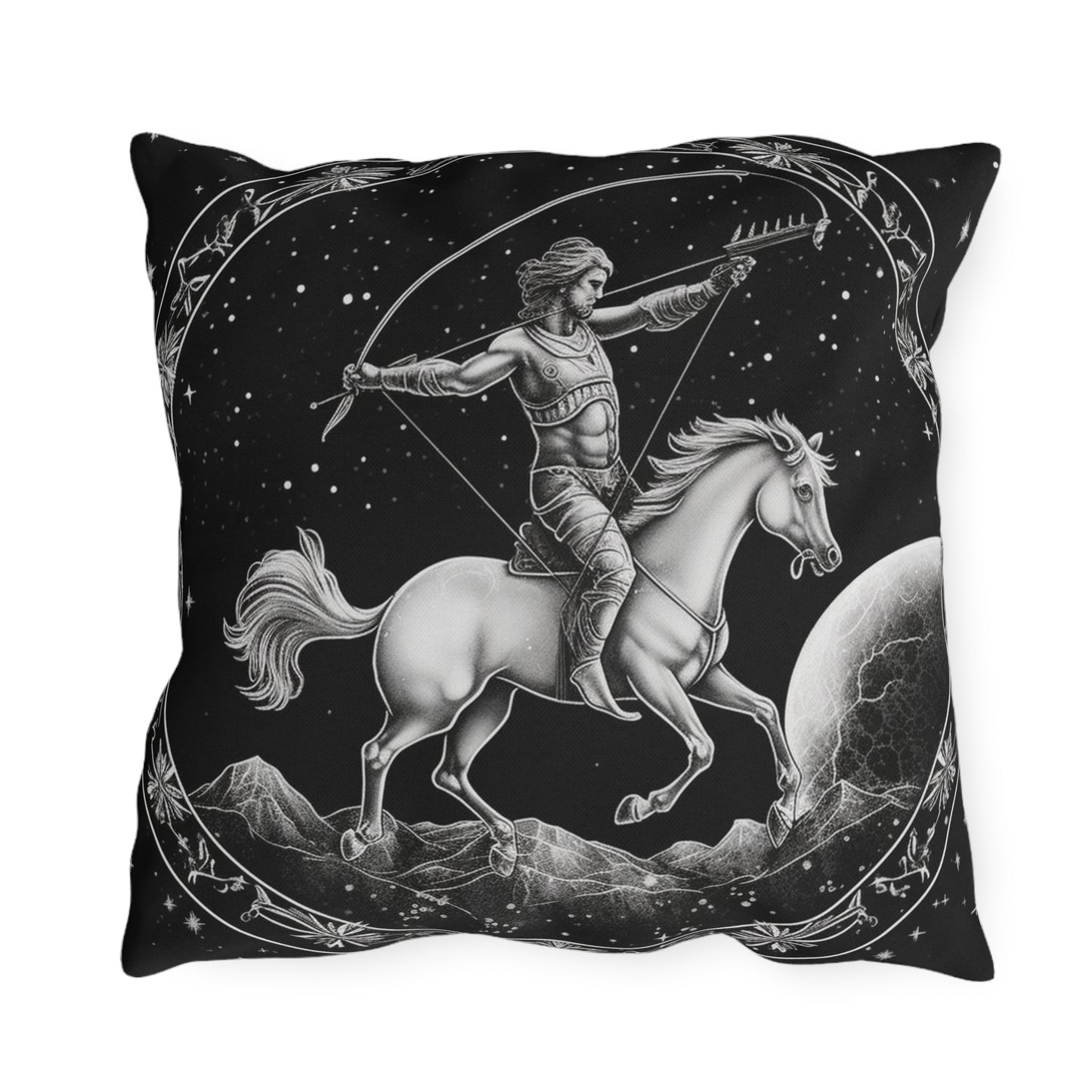 Almohada para exteriores resistente a los rayos UV del zodiaco Sagitario, resistente al agua, poliéster hilado 