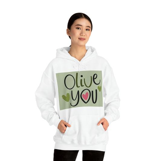 Olive You- Te amo - Divertido juego de palabras Meme que dice un regalo peculiar - Sudadera con capucha unisex Heavy Blend™