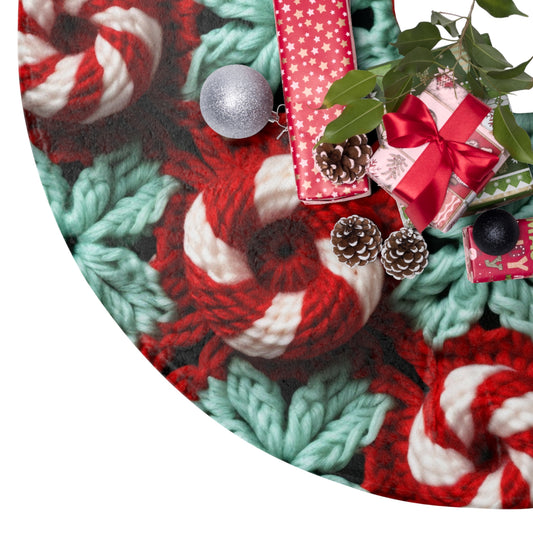 Christmas Crochet Candy Cane - Pepper Red Crystal White Holiday Pattern - Christmas Tree Skirts