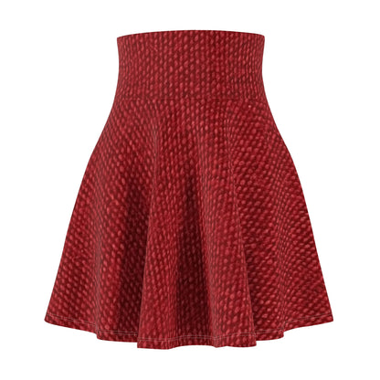 Bold Ruby Red: Denim-Inspired, Passionate Fabric Style - Women's Skater Skirt (AOP)