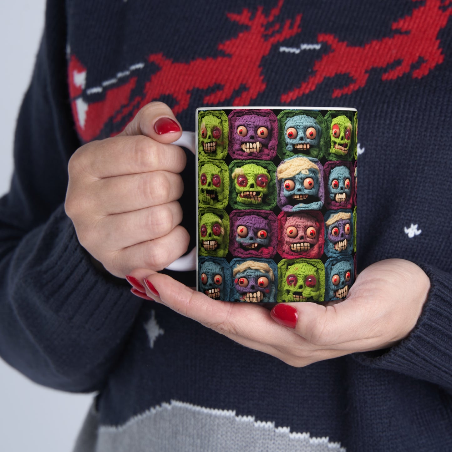 Zombie Crochet Halloween Spooky Holiday Festive Horror Living Dead - Taza de cerámica 11oz 