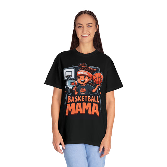Sporty Basketball Mama Graphic - Casual Athletic Mom Apparel Design - Mother's Day Gift Idea - Unisex Garment-Dyed T-shirt