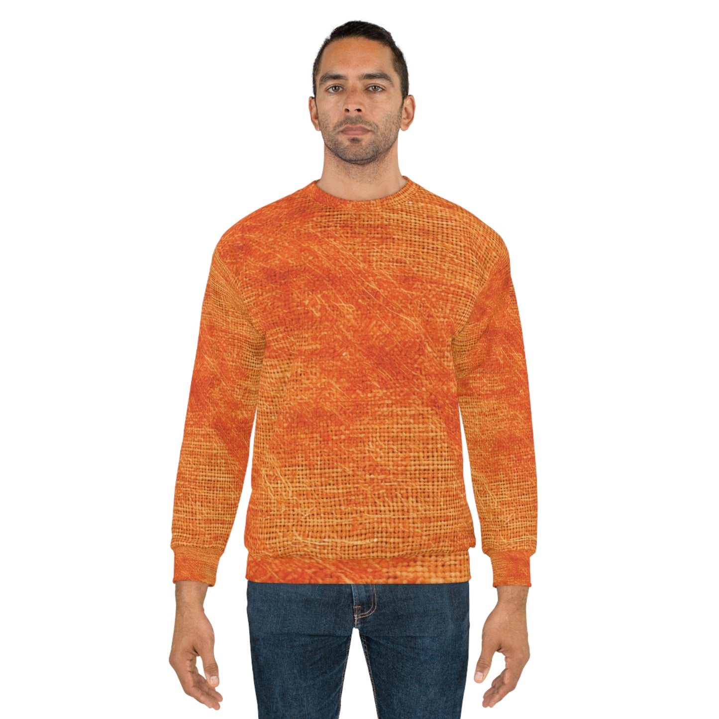 Burnt Orange/Rust: Denim-Inspired Autumn Fall Color Fabric - Unisex Sweatshirt (AOP)