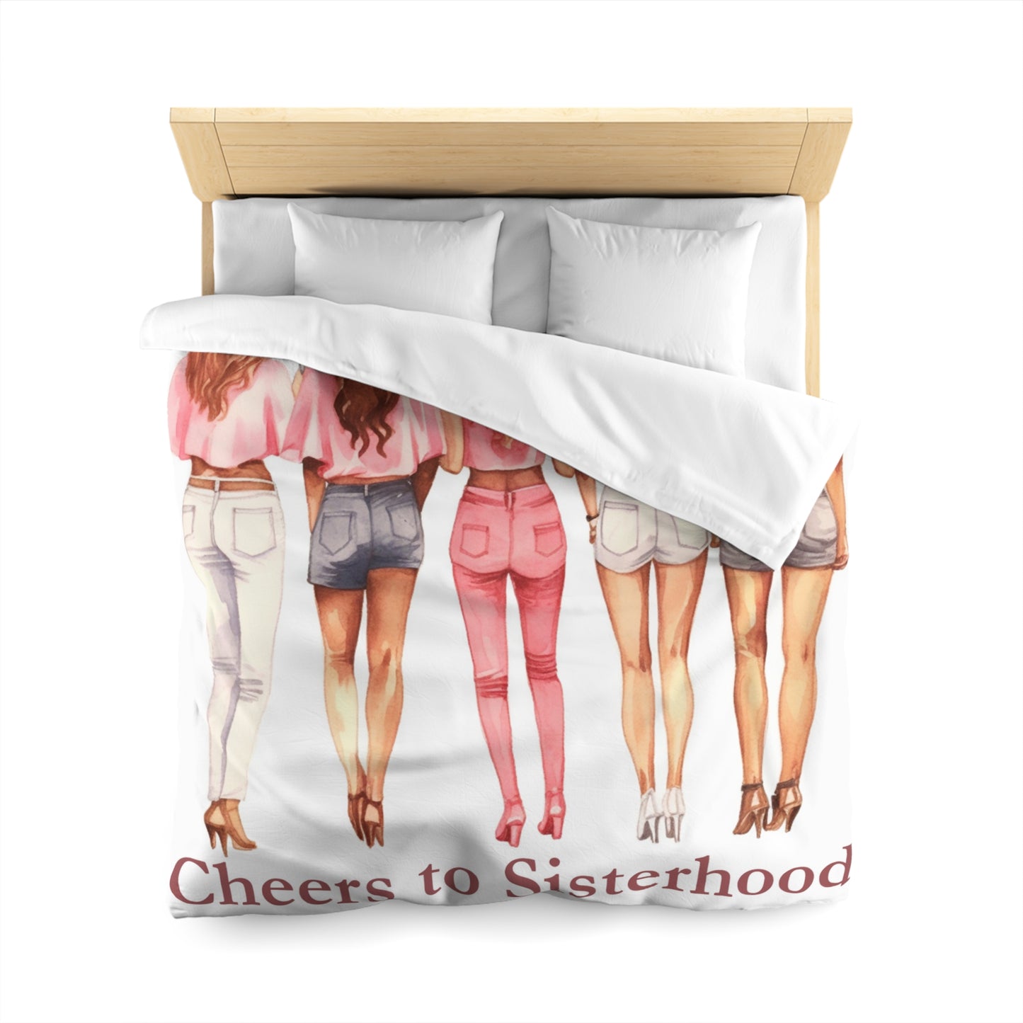 Cheers to Sisterhood - Sorority Chic Bachelorette Party Illustration - Microfiber Duvet Cover