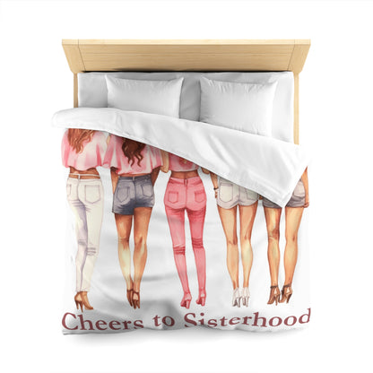 Cheers to Sisterhood - Sorority Chic Bachelorette Party Illustration - Microfiber Duvet Cover