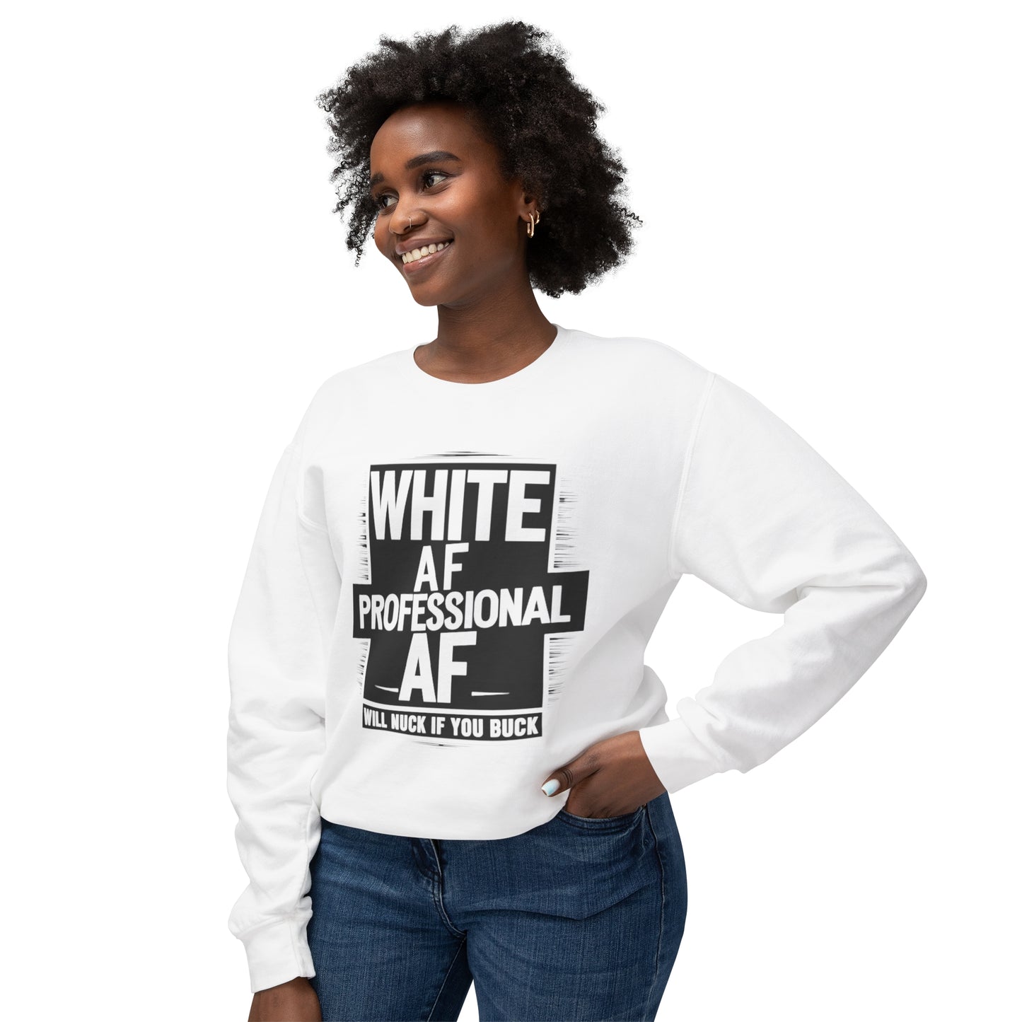 White AF, White History, Funny Gift, Unisex Lightweight Crewneck Sweatshirt