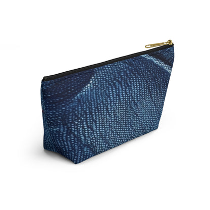 Dark Blue: Distressed Denim-Inspired Fabric Design - Accessory Pouch w T-bottom