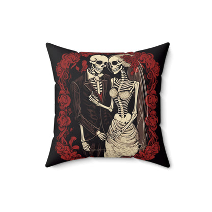 Halloween Wedding Bride & Groom Love - Holiday Festive - Spun Polyester Square Pillow