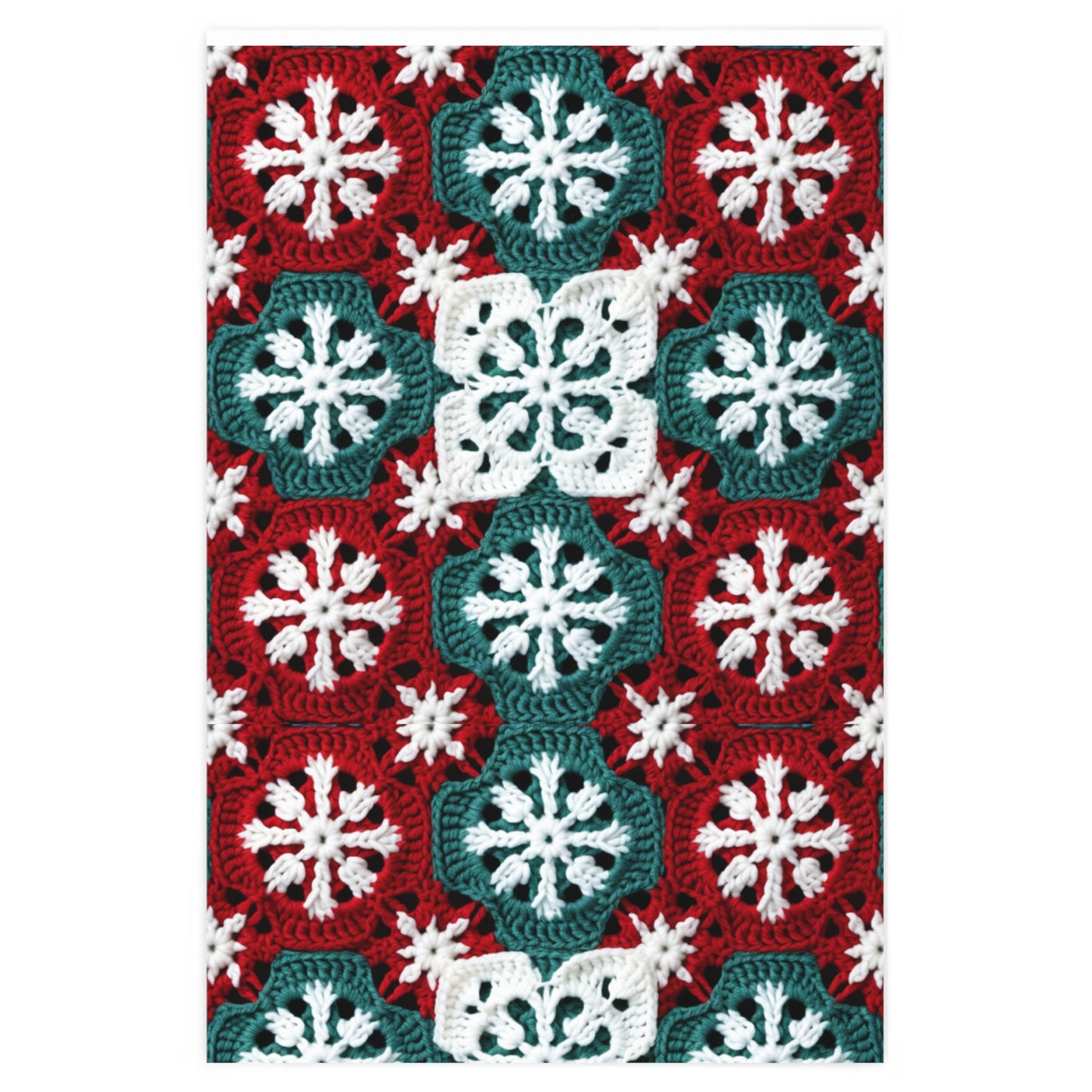 Christmas Snowflake Crochet, Festive Yuletide, Winter Wonderland Craft, Ice Crystal, Holiday Decor, Seasonal Adornments - Wrapping Paper