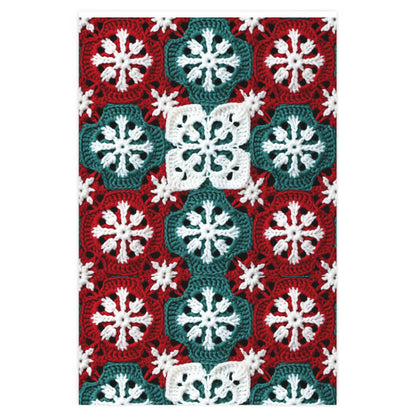 Christmas Snowflake Crochet, Festive Yuletide, Winter Wonderland Craft, Ice Crystal, Holiday Decor, Seasonal Adornments - Wrapping Paper