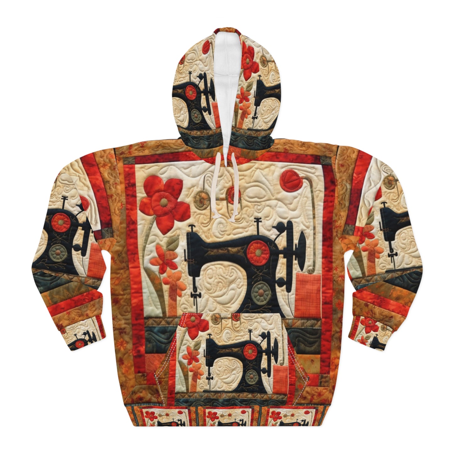 Sewing Machine Quilt: A Crafted Design Homage to Stitching - Unisex Pullover Hoodie (AOP)