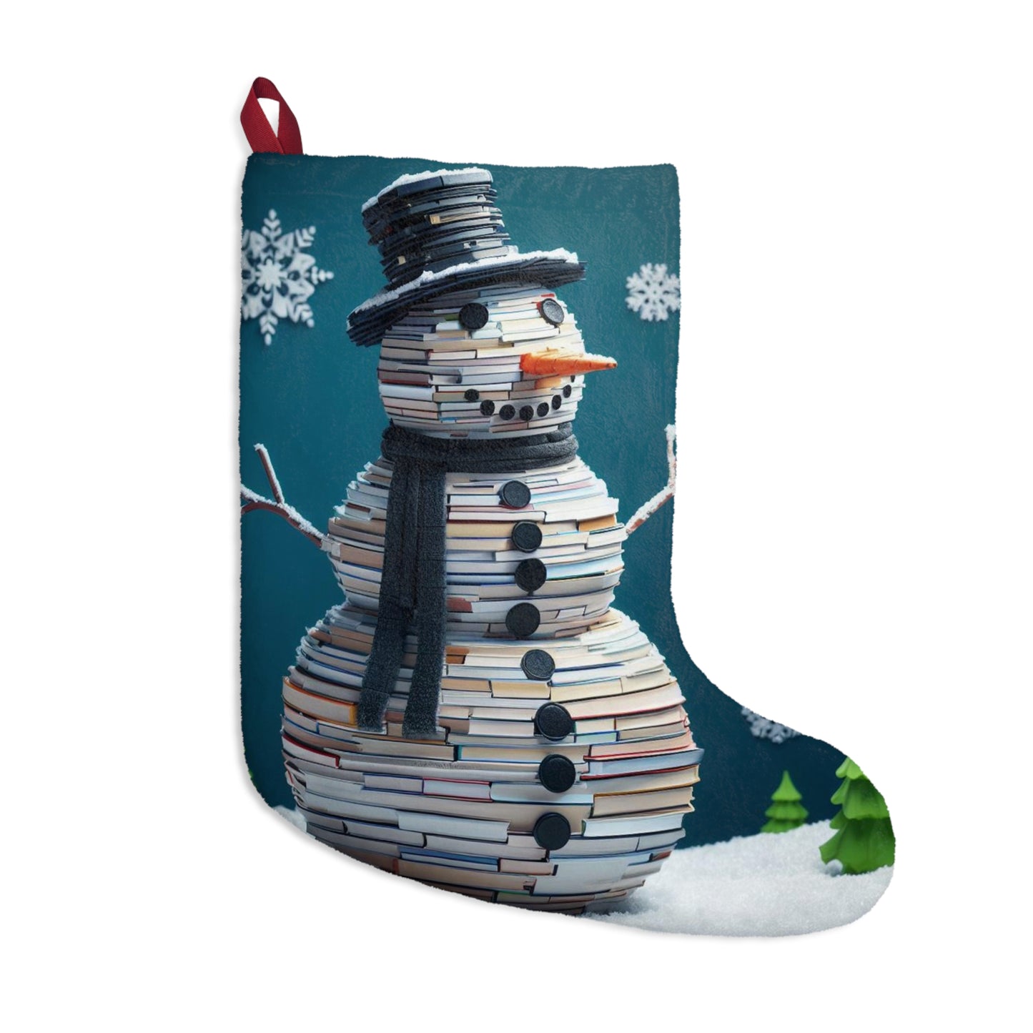 Enchanted Reader Snowman: Book Stack Lover Christmas Frosty Figure - Christmas Stockings