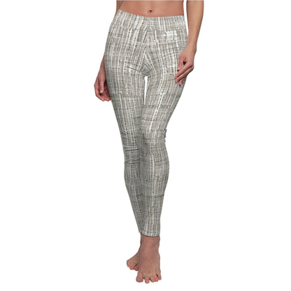 Silver Grey: Denim-Inspired, Contemporary Fabric Design - Women's Cut & Sew Casual Leggings (AOP)