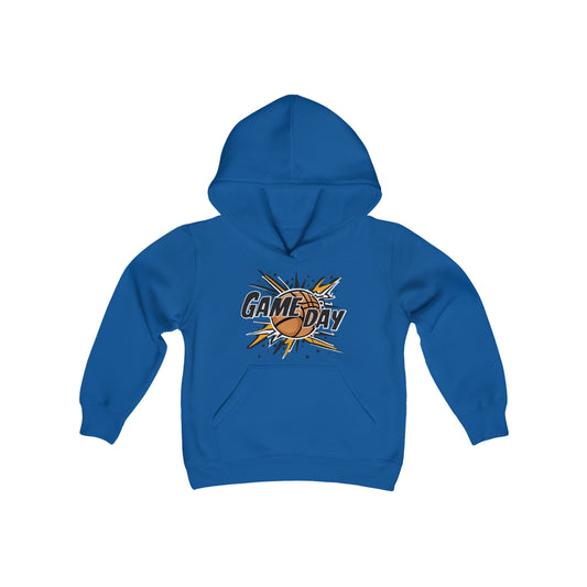 Game Day Slam Dunk Energy - Dynamic Basketball Explosion Graphic - Youth Heavy Blend Hooded Sweatshirt