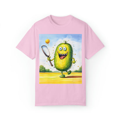 Pickleball Sport: Athletic Pickle Playing Game with Net and Paddle - Unisex Garment-Dyed T-shirt