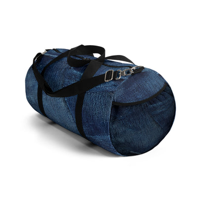 Dark Blue: Distressed Denim-Inspired Fabric Design - Duffel Bag