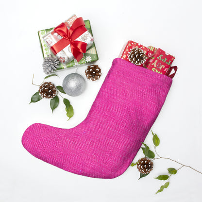 Hot Neon Pink Doll Like: Denim-Inspired, Bold & Bright Fabric - Christmas Stockings