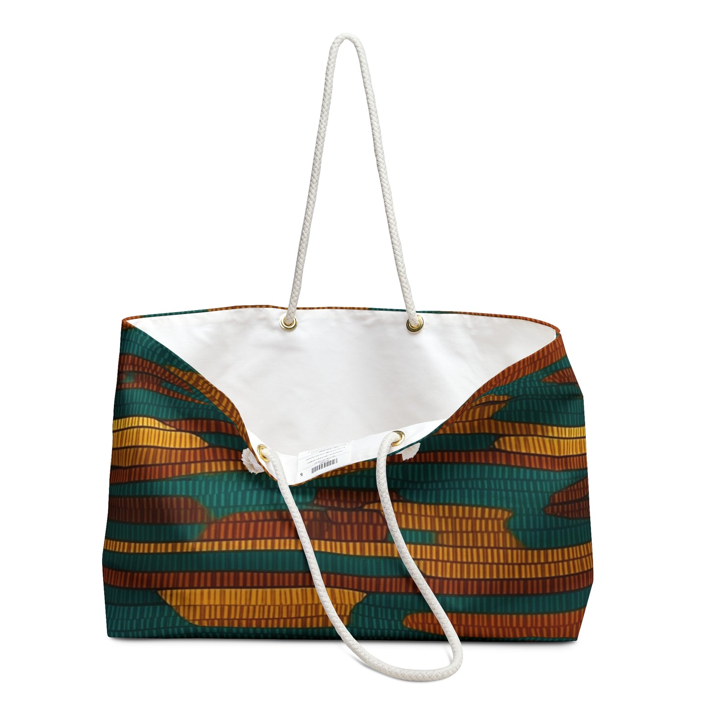 Teal & Dark Yellow Maya 1990's Style Textile Pattern - Intricate, Texture-Rich Art - Weekender Bag