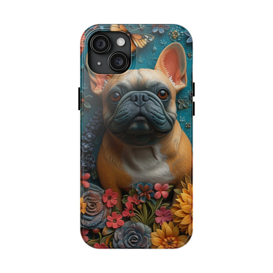 Lindo perro toro francés, estilo 3d, fundas para teléfonos resistentes