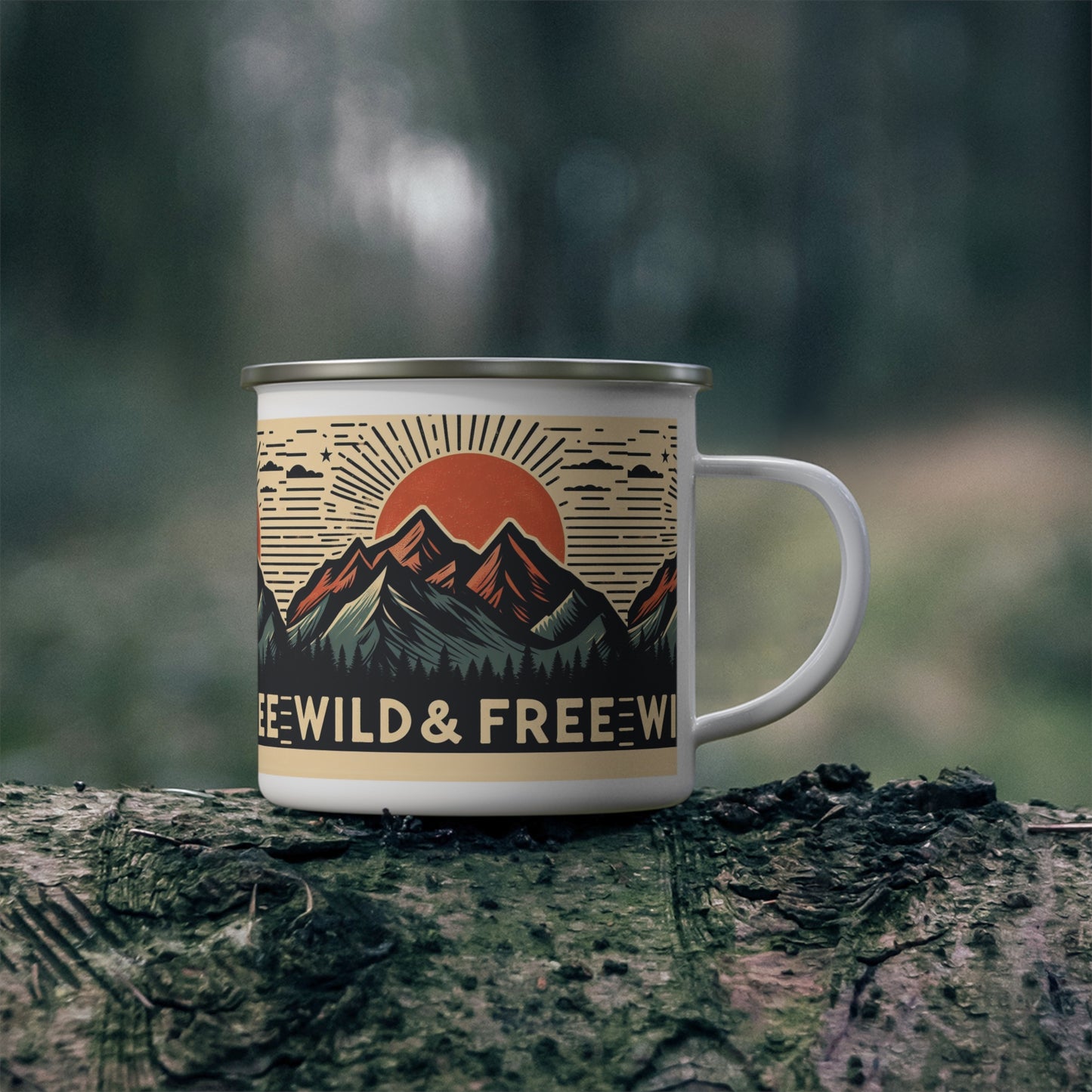 Wild and Free - Trendy Hiking and Camping - Enamel Camping Mug