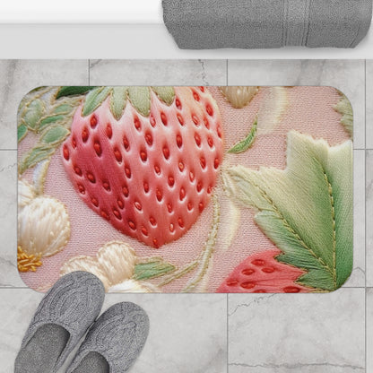 Fresas de frutos rojos - Fruta bordada - Diseño de alimentos para una fiesta de cultivos saludables - Alfombra de baño