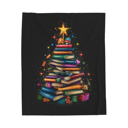 Christmas Book Tree - Velveteen Plush Blanket