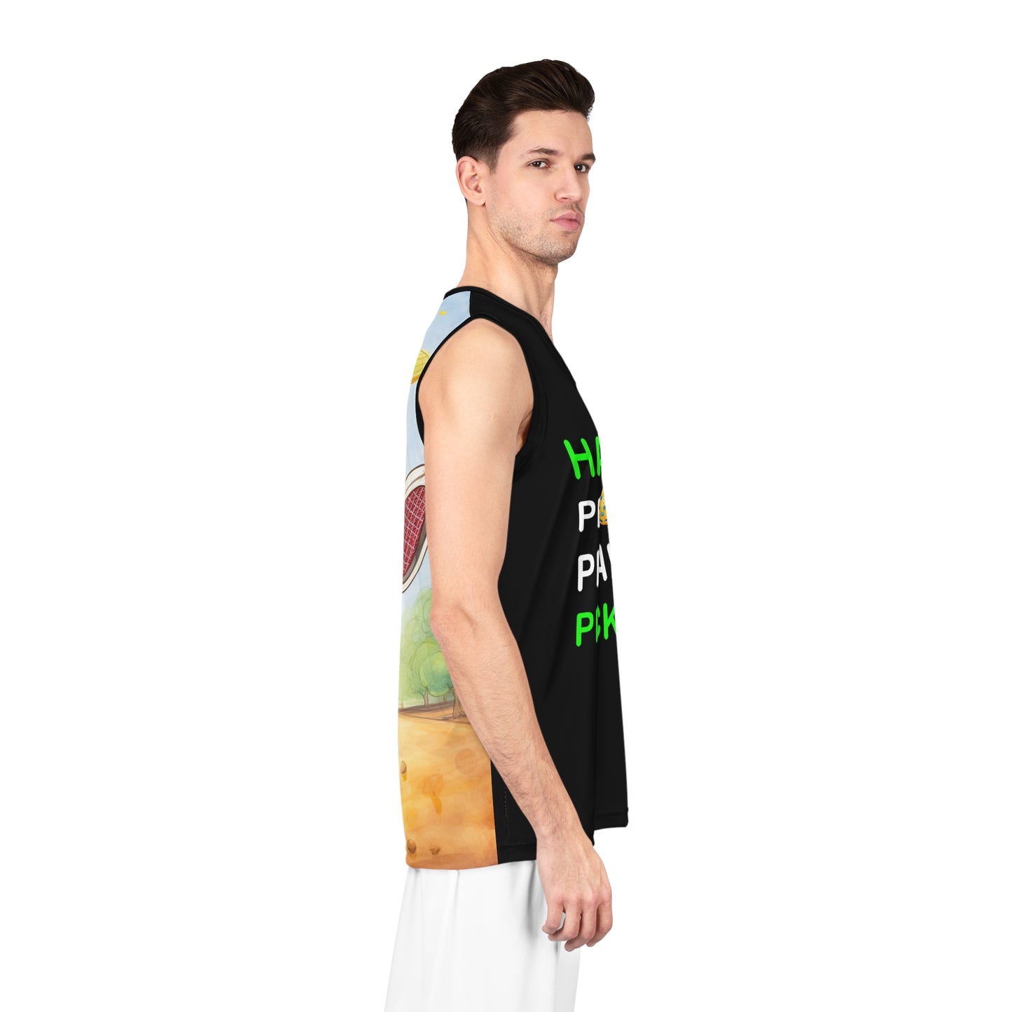 Happy People Play Pickleball Sport Game Graphic - Basketball Jersey (AOP)