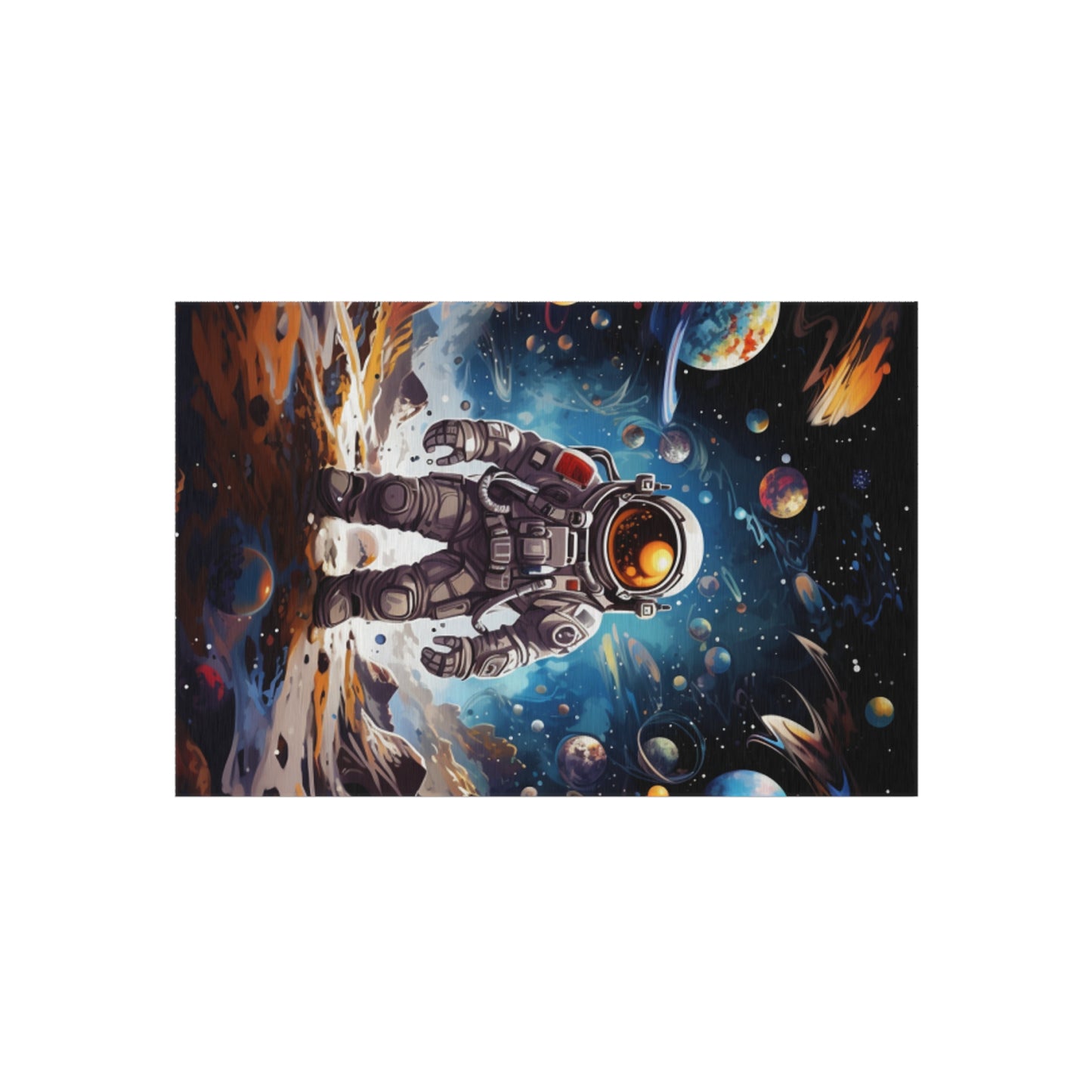 Galactic Voyage: Astronaut Journey in Celestial Star Cosmic Exploration - Outdoor Rug