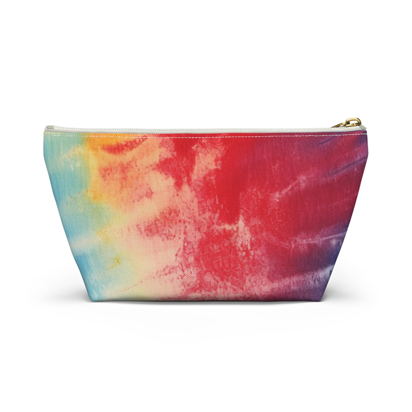 Rainbow Tie-Dye Denim: Vibrant Multi-Color, Fabric Design Spectacle - Accessory Pouch w T-bottom