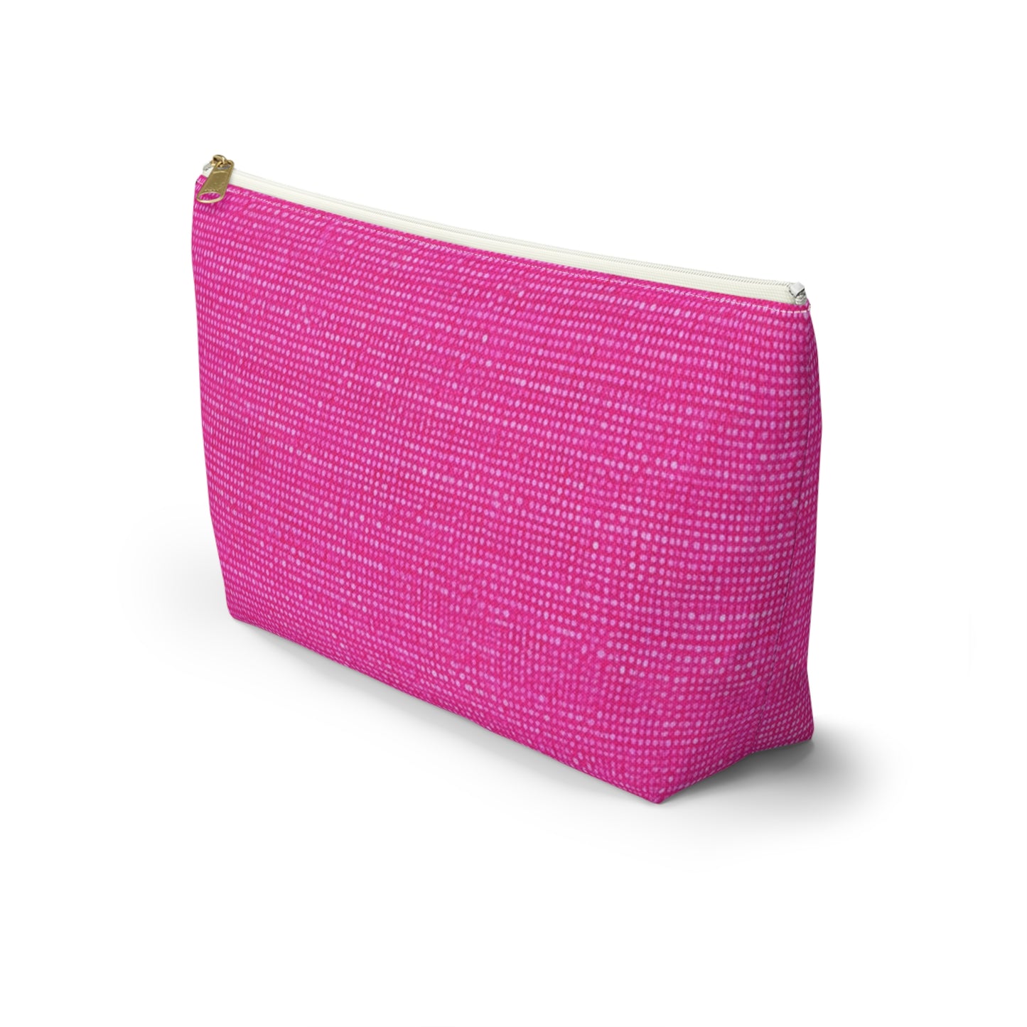 Hot Neon Pink Doll Like: Denim-Inspired, Bold & Bright Fabric - Accessory Pouch w T-bottom