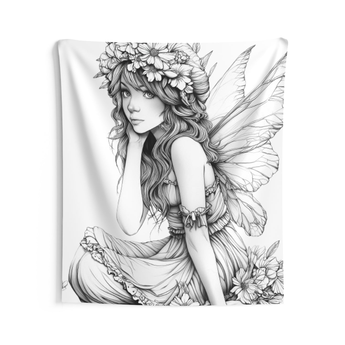 Garden Fairy Line Fantasy Art - Indoor Wall Tapestries