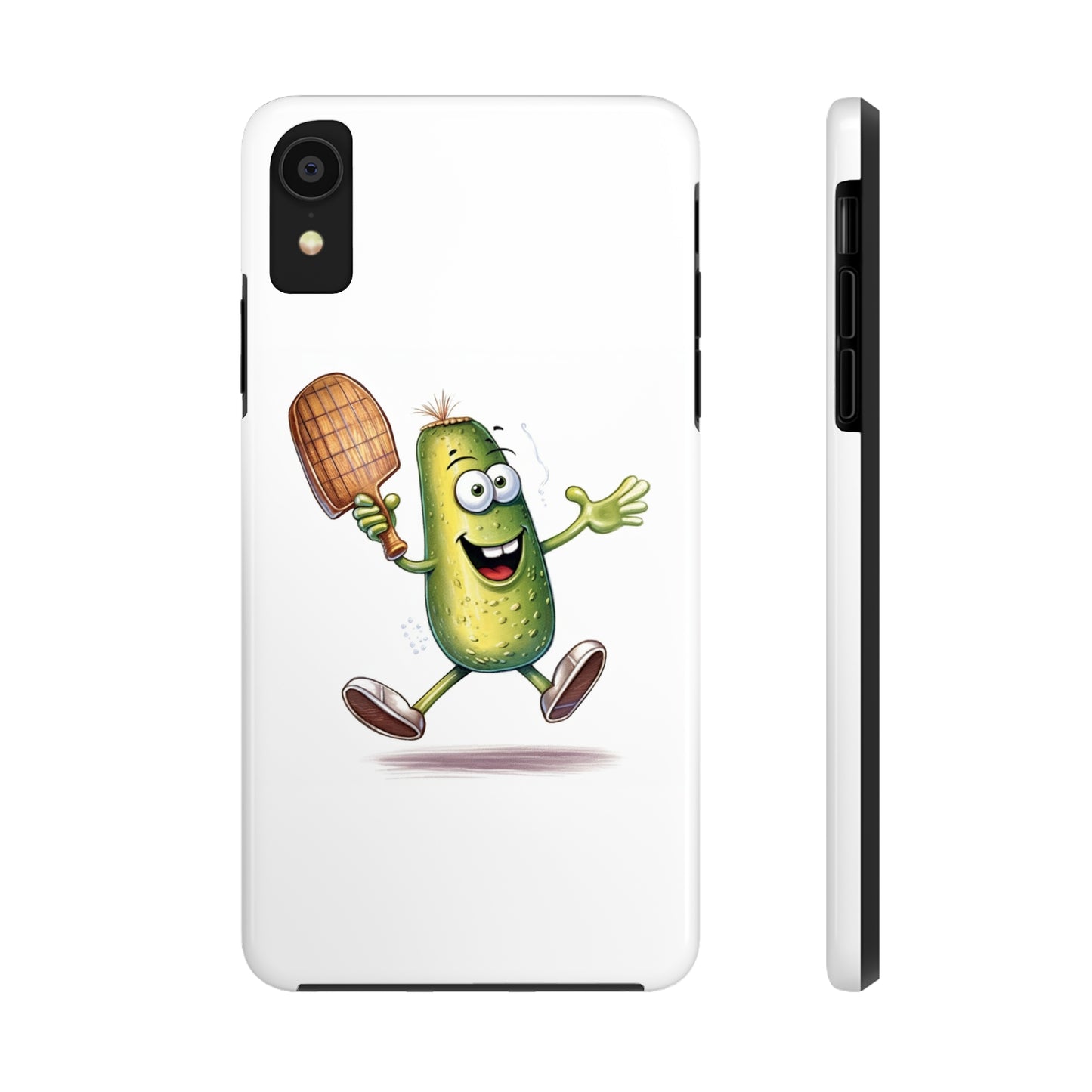 Pickle Player Action: Cartoon Swinging Pickleball Paddle - Sporty Charm - Tough Phone Cases